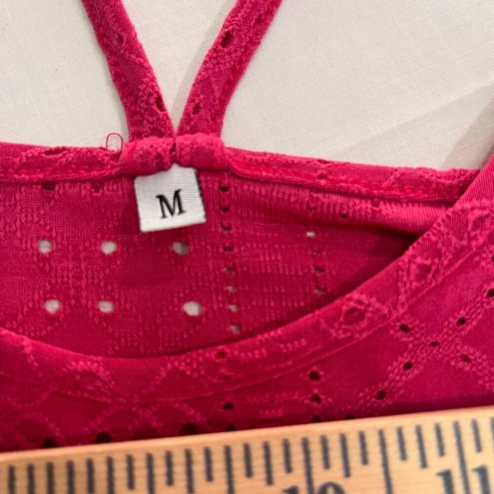 3/$20 Bundle •Pink Eyelet Tank Top Spaghetti Strap Sleeveless Summer Blouse Med - Picture 5 of 8